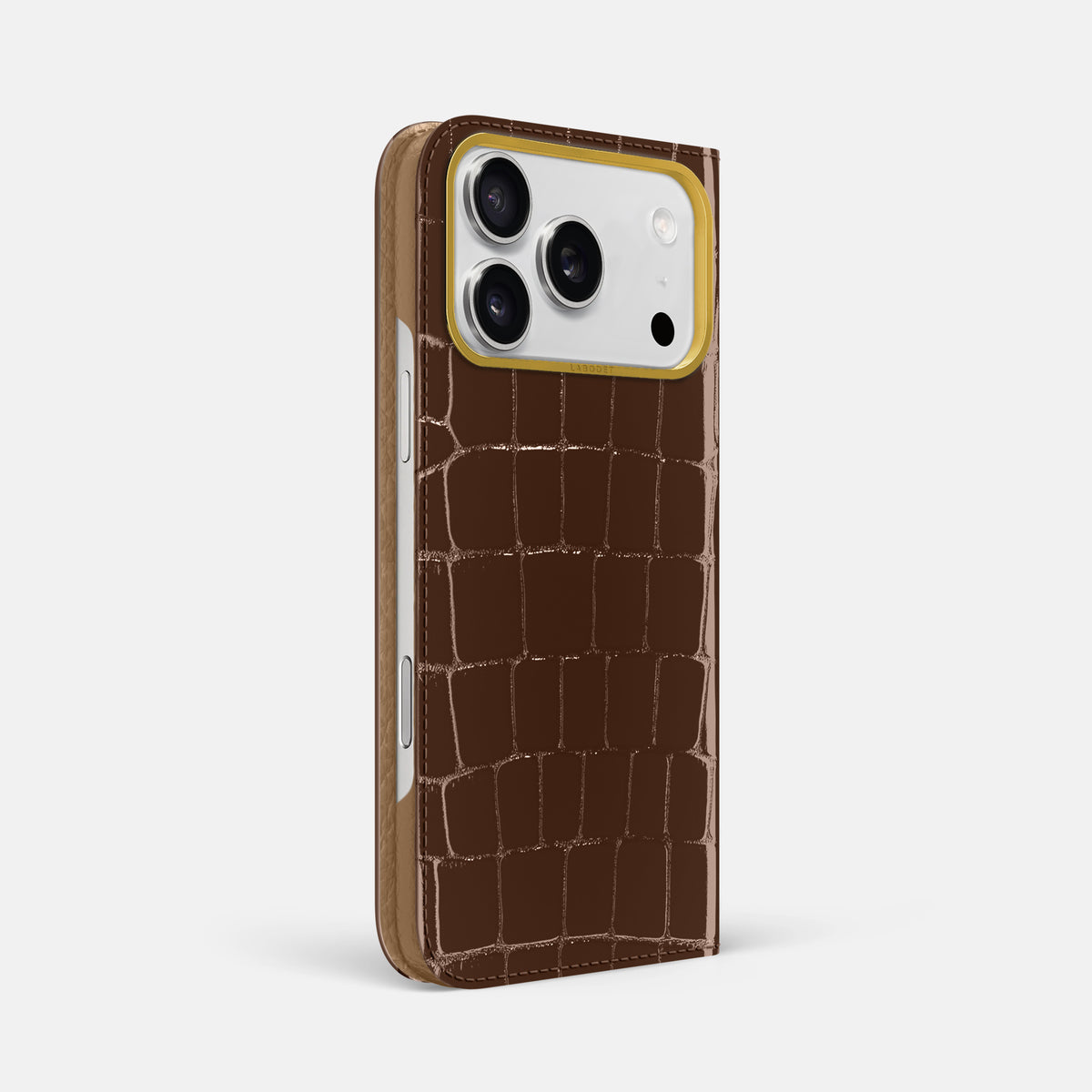 Folio Case For iPhone 17 Pro Max In Shiny Alligator -1 | Brown-Gold