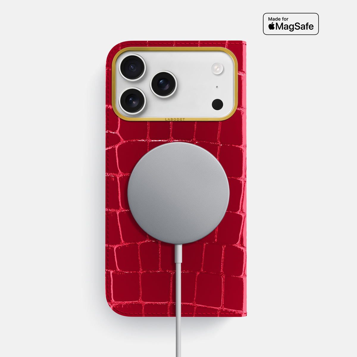 Folio Case For iPhone 17 Pro Max In Shiny Alligator -3 | Cherry-Gold