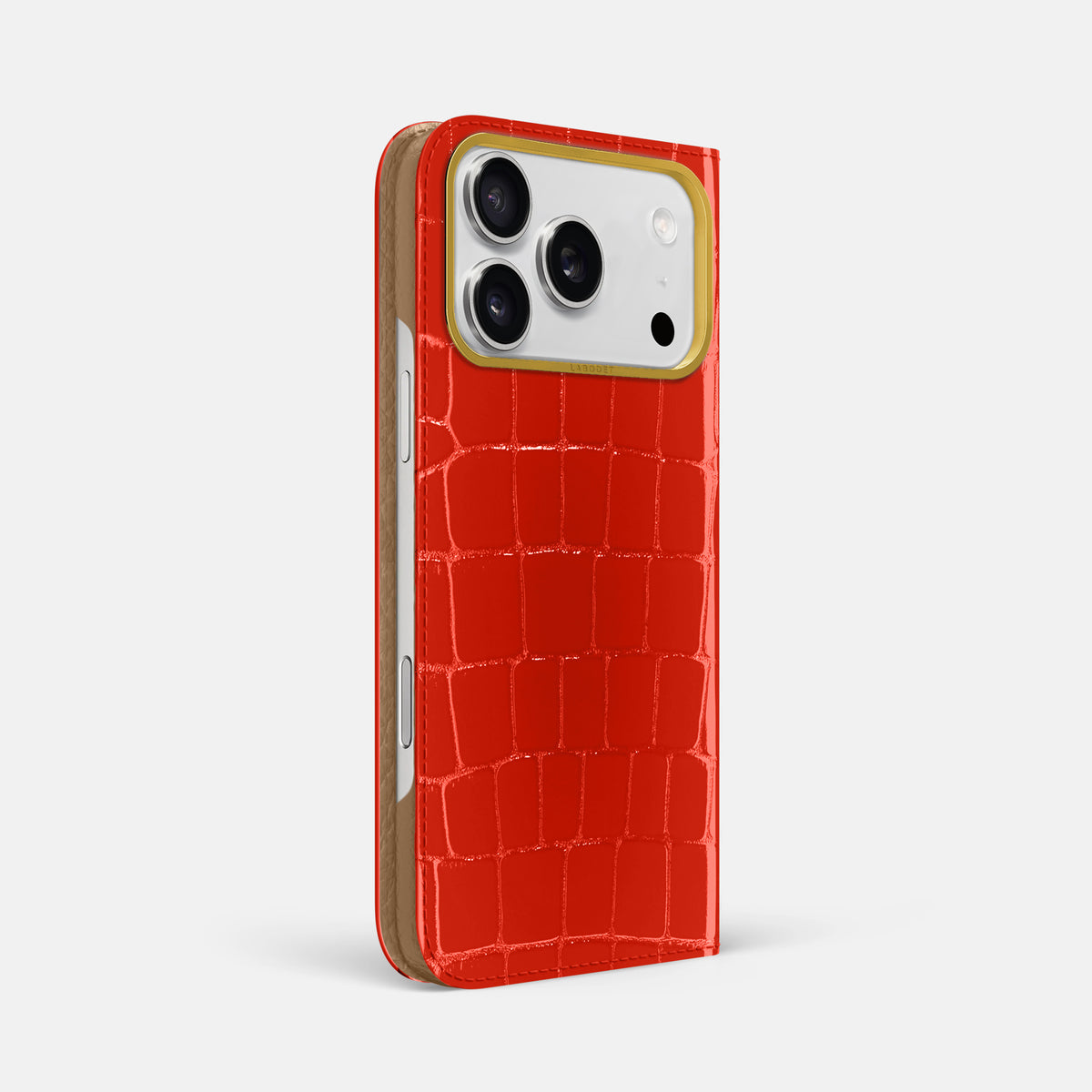Folio Case For iPhone 17 Pro Max In Shiny Alligator -1 | Coral-Orange-Gold