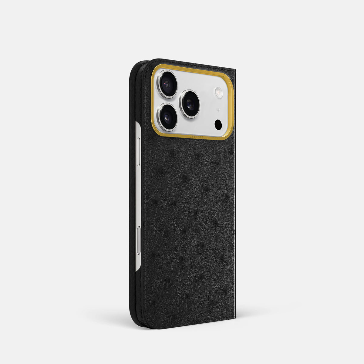 Folio Case For iPhone 17 Pro In Ostrich -1 | Black-Gold