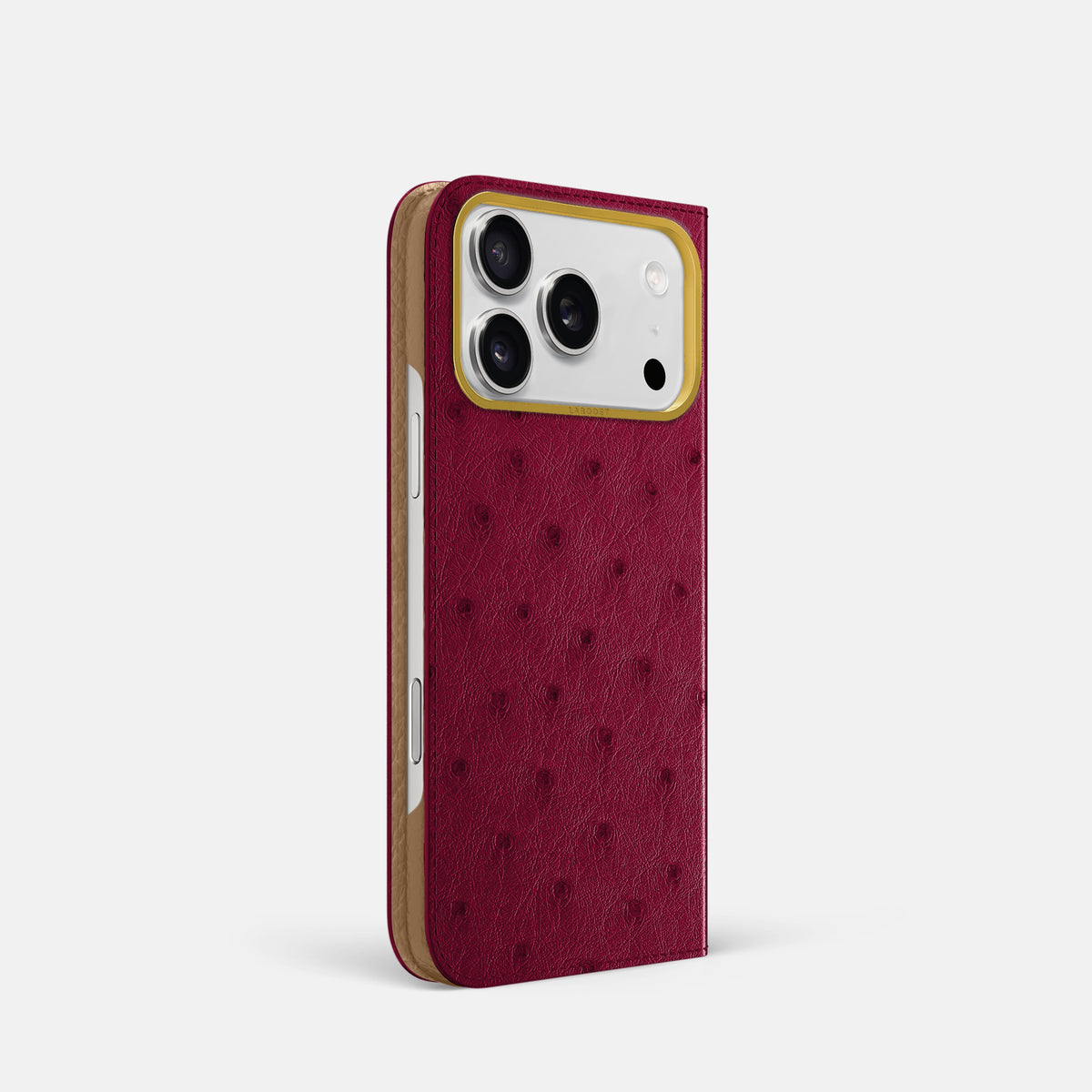 Folio Case For iPhone 17 Pro In Ostrich -1 | Bordeaux-Gold