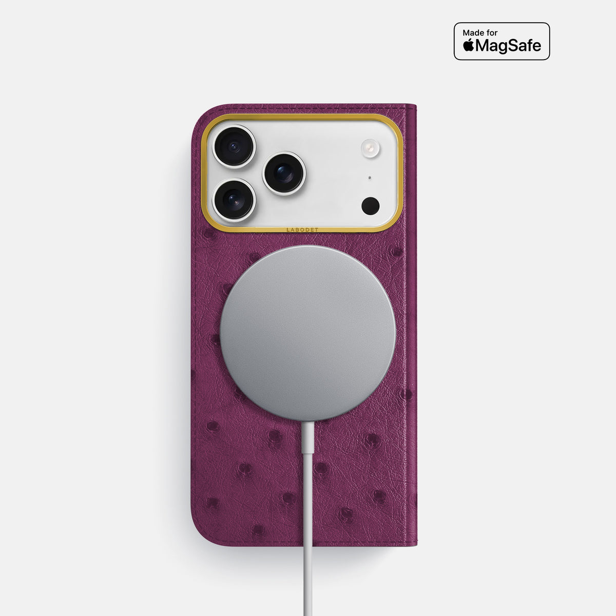 Folio Case For iPhone 17 Pro In Ostrich -3 | Purple-Gold