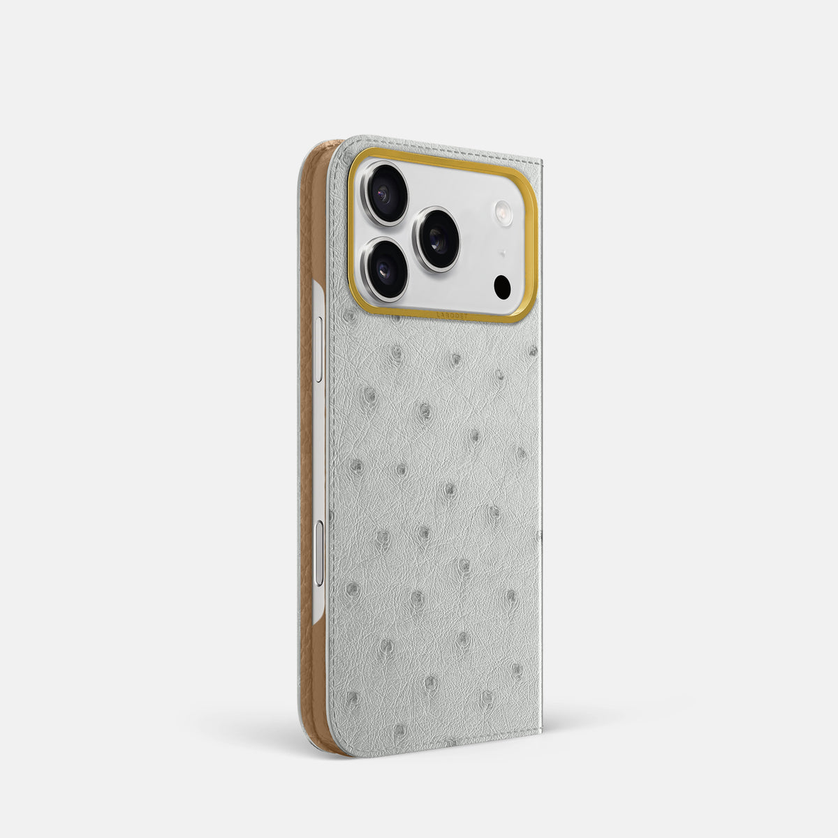 Folio Case For iPhone 17 Pro In Ostrich -1 | White-Gold