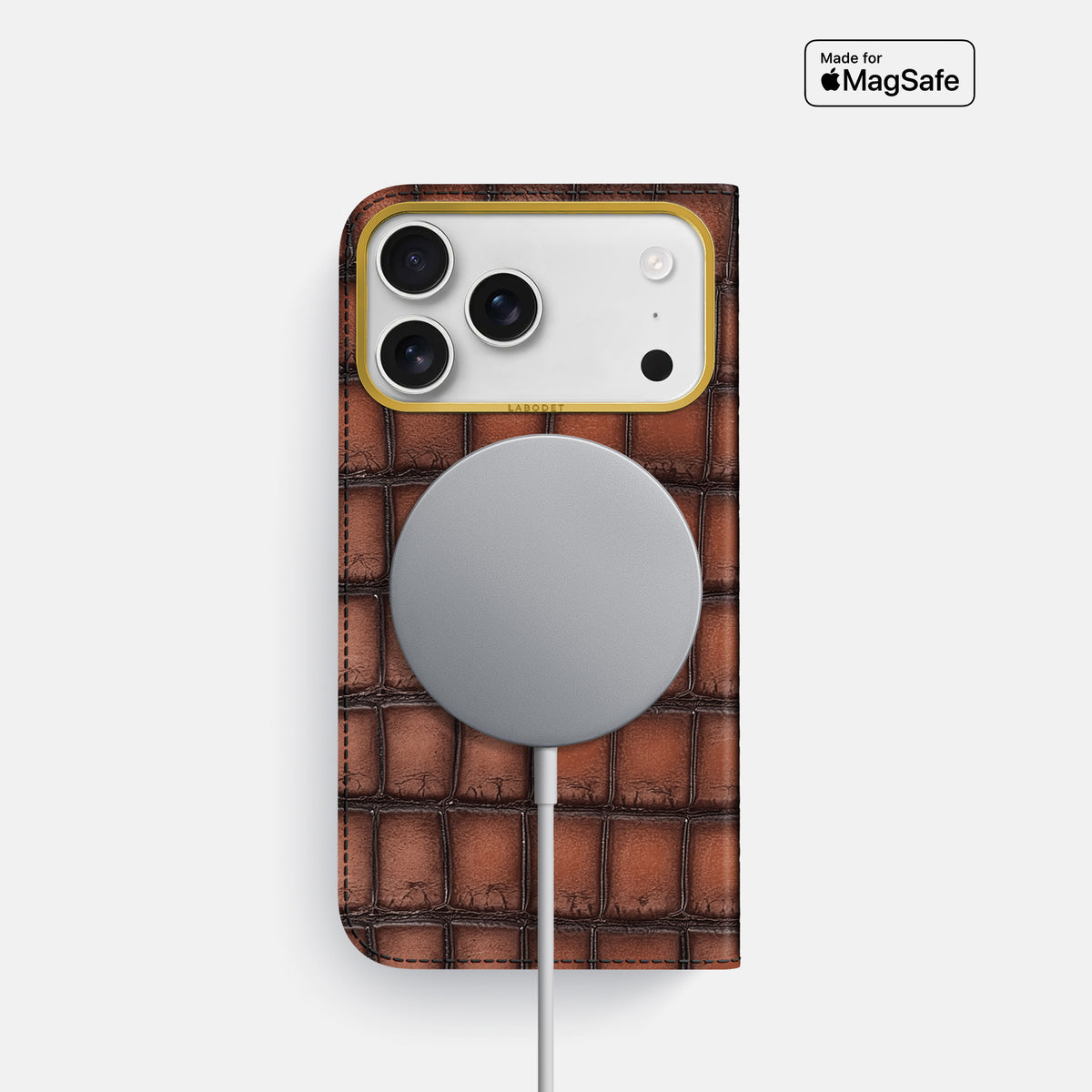 Folio Case For iPhone 17 Pro In Patina Alligator -3 | Baobab-Gold