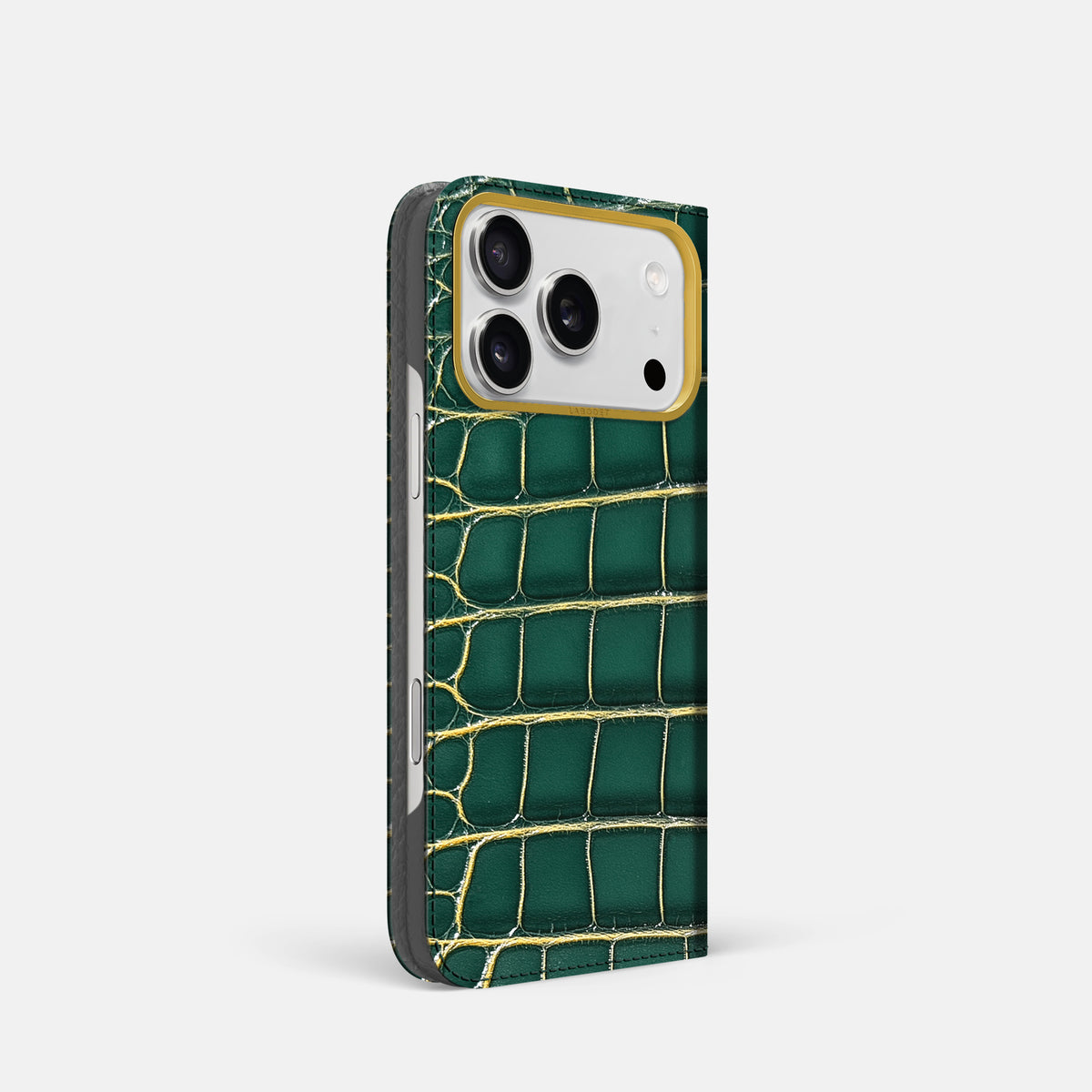 Folio Case For iPhone 17 Pro In Patina Alligator -1 | Cambridge-Gold