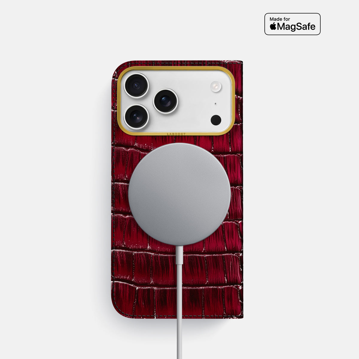 Folio Case For iPhone 17 Pro In Patina Alligator -3 | Havana-Burgundy-Gold