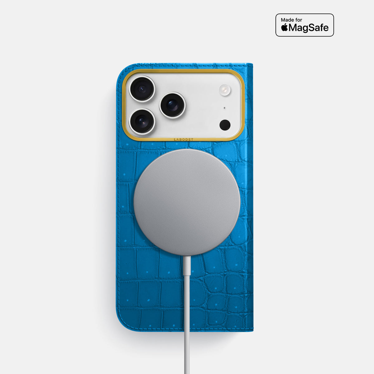 Folio Case For iPhone 17 Pro In Porosus Crocodile -3 | Blue-Lagoon-Gold