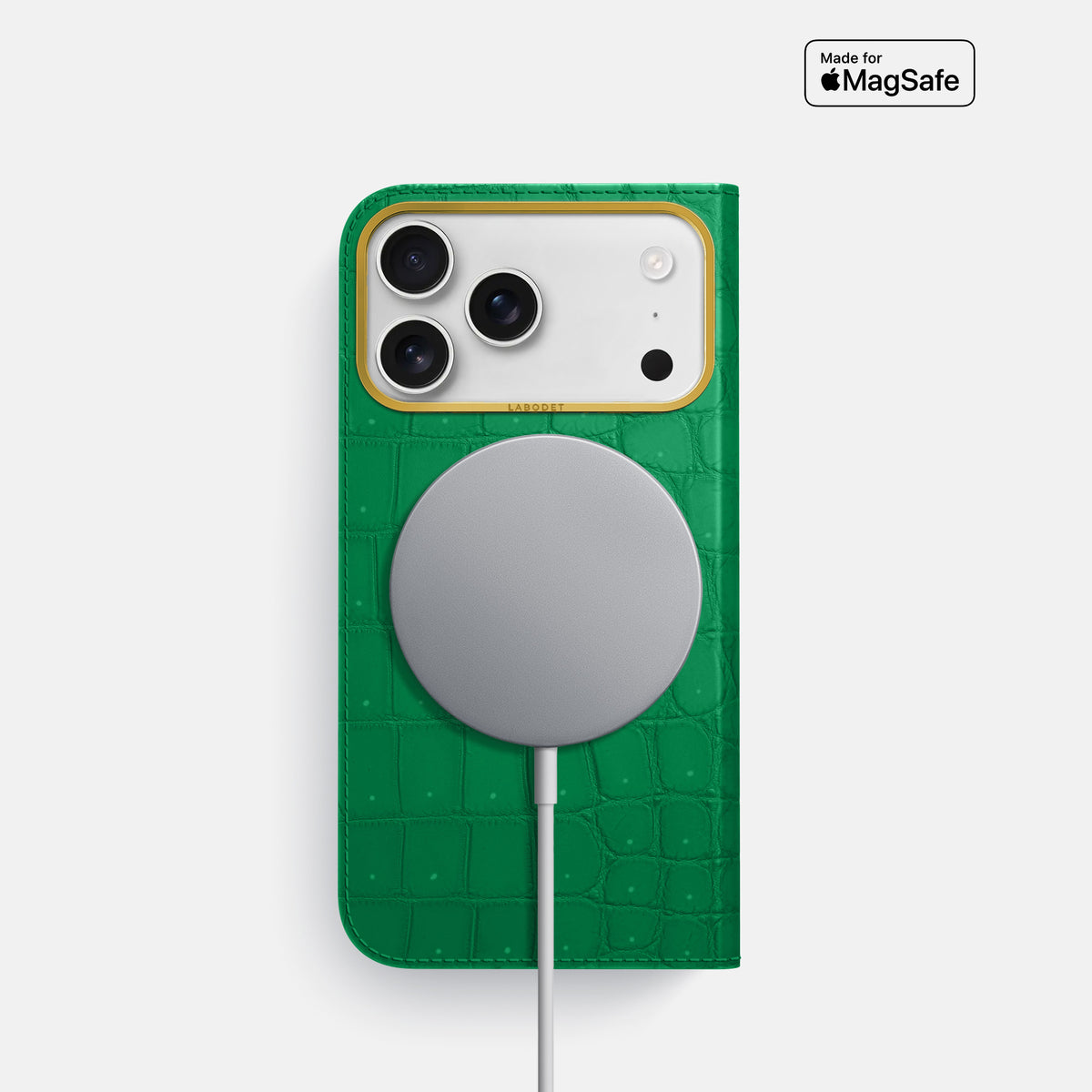Folio Case For iPhone 17 Pro In Porosus Crocodile -3 | Cactus-Green-Gold