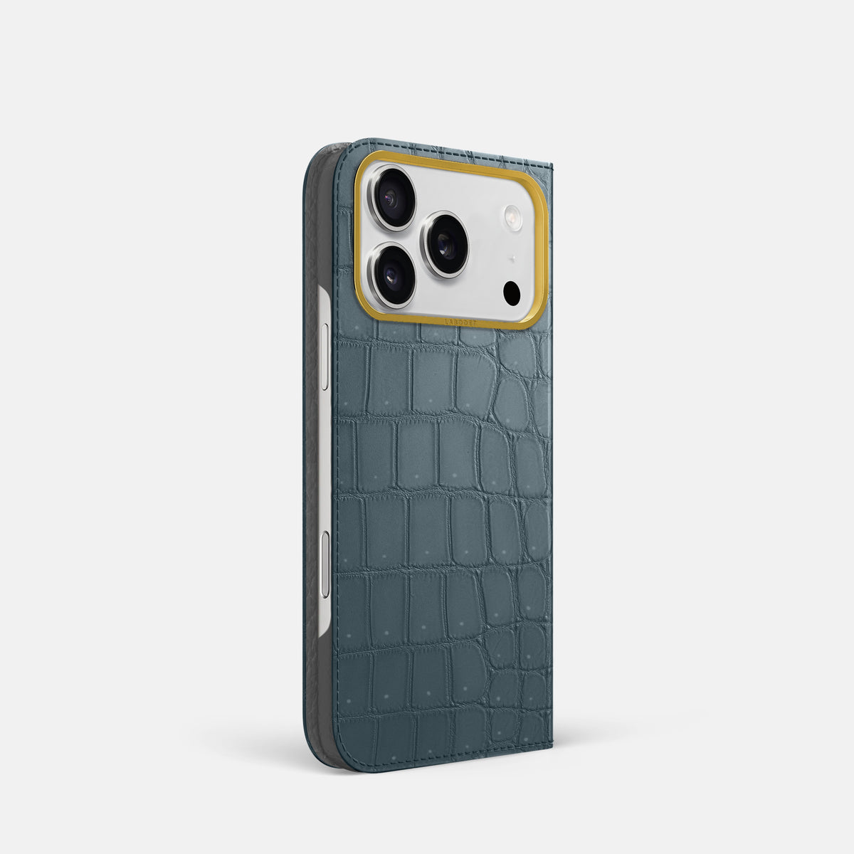 Folio Case For iPhone 17 Pro In Porosus Crocodile -1 | Denim-Gold