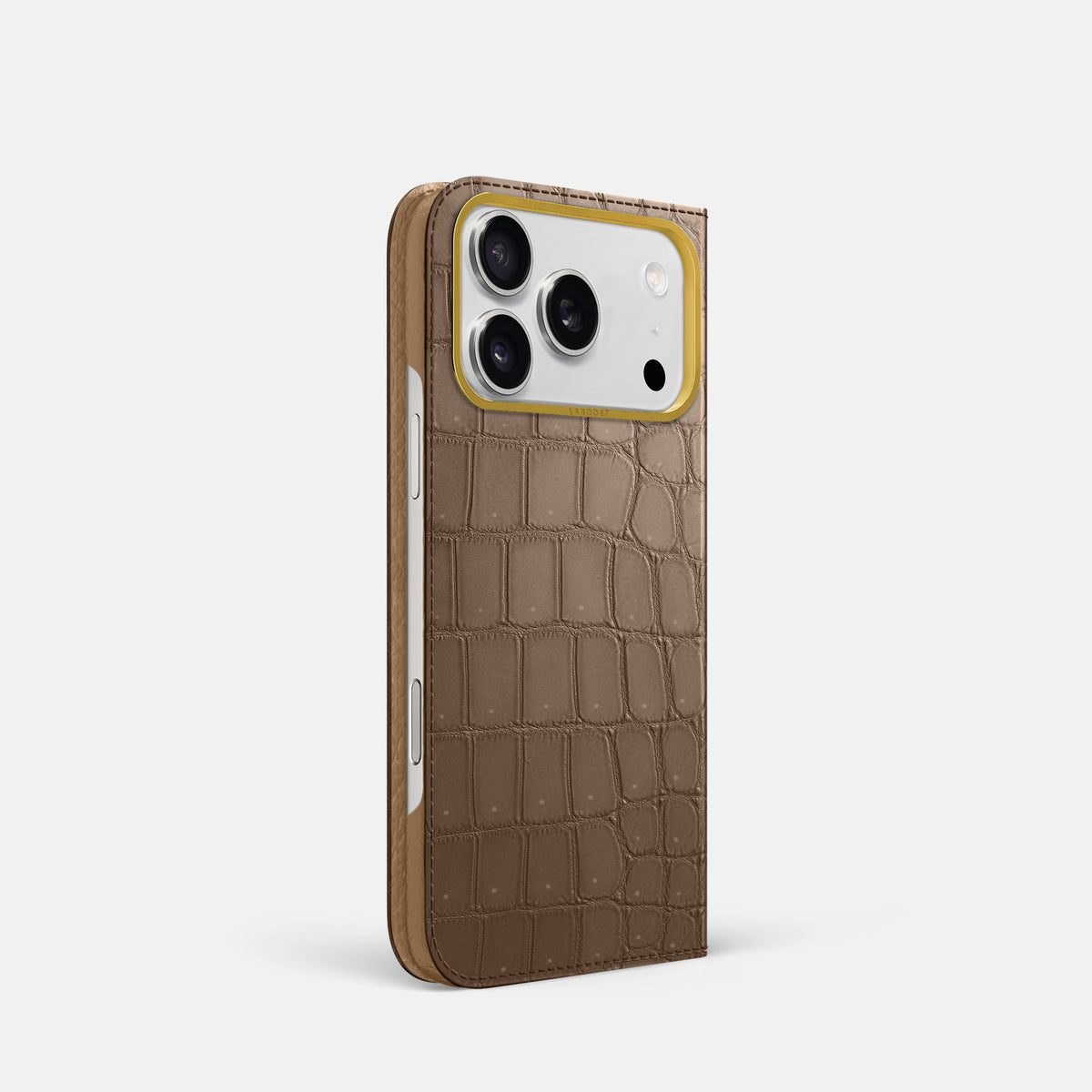 Folio Case For iPhone 17 Pro In Porosus Crocodile -1 | Fur-Brown-Gold