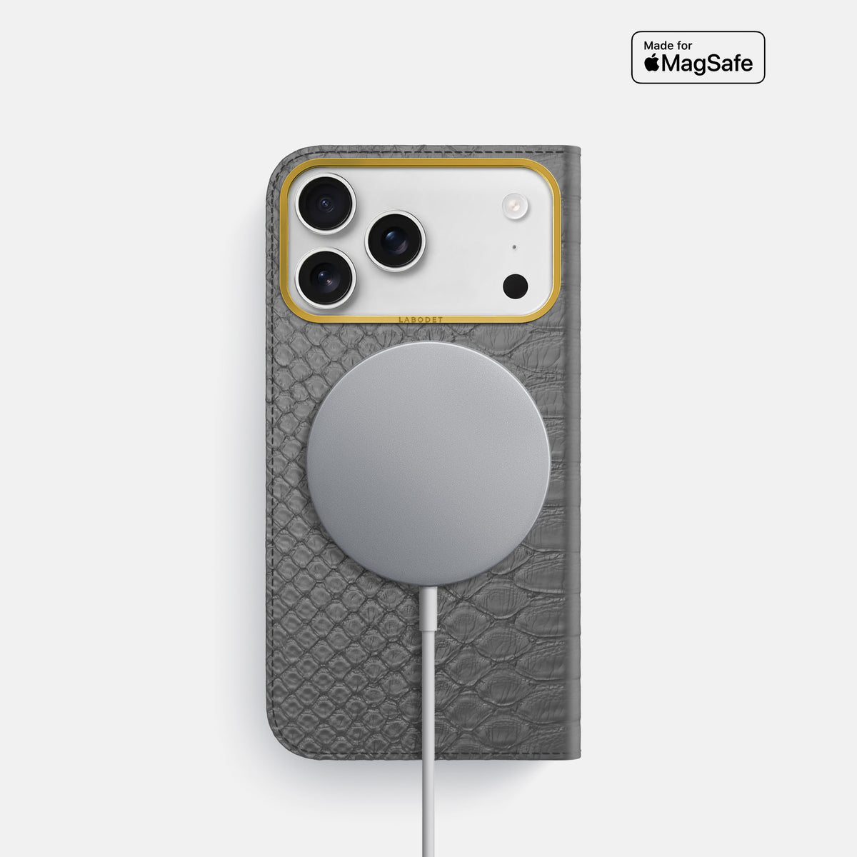 Folio Case For iPhone 17 Pro In Python -3 | Grey-Gold