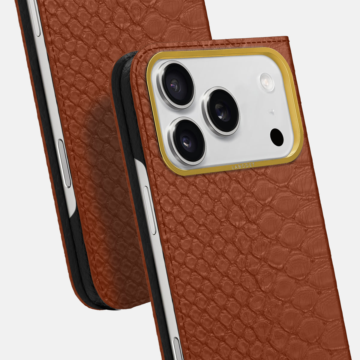 Folio Case For iPhone 17 Pro In Python -5 | Medium-Brown-Gold