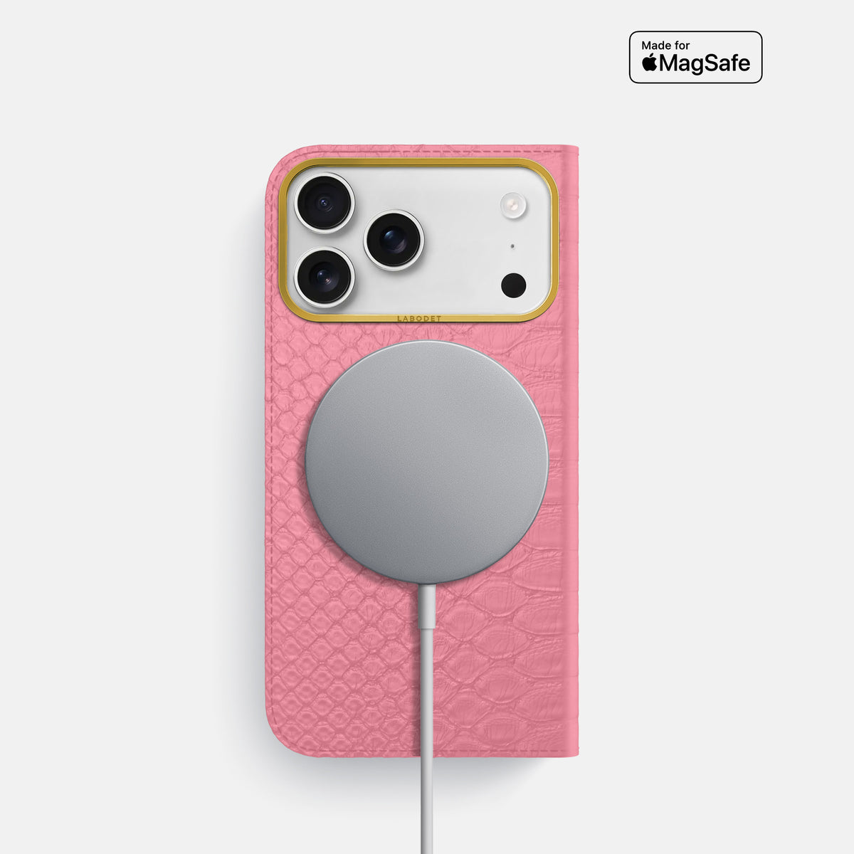 Folio Case For iPhone 17 Pro In Python -3 | Pink-Gold