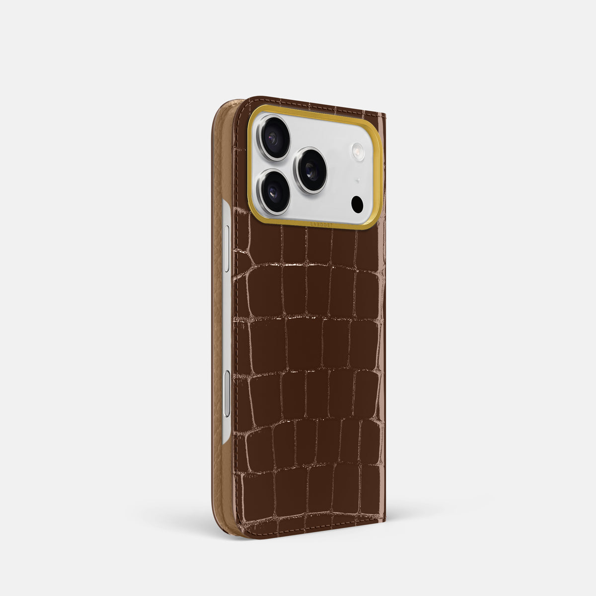Folio Case For iPhone 17 Pro In Shiny Alligator -1 | Brown-Gold