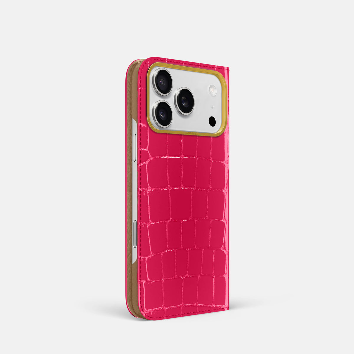 Folio Case For iPhone 17 Pro In Shiny Alligator -1 | Pink-Panther-Gold