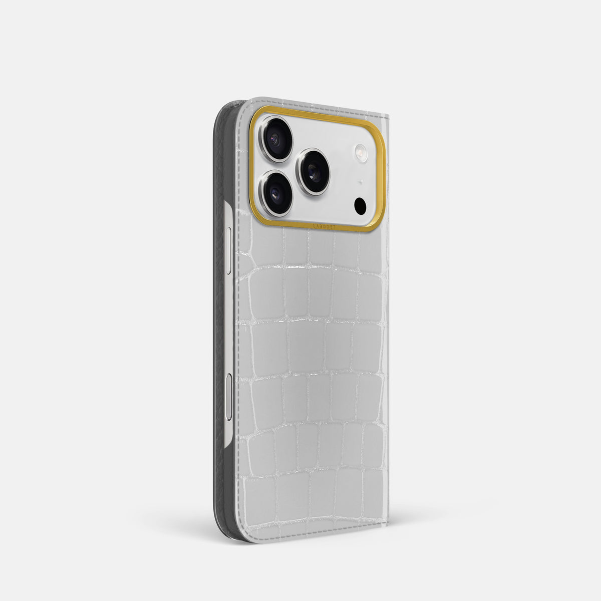 Folio Case For iPhone 17 Pro In Shiny Alligator -1 | White-Gold