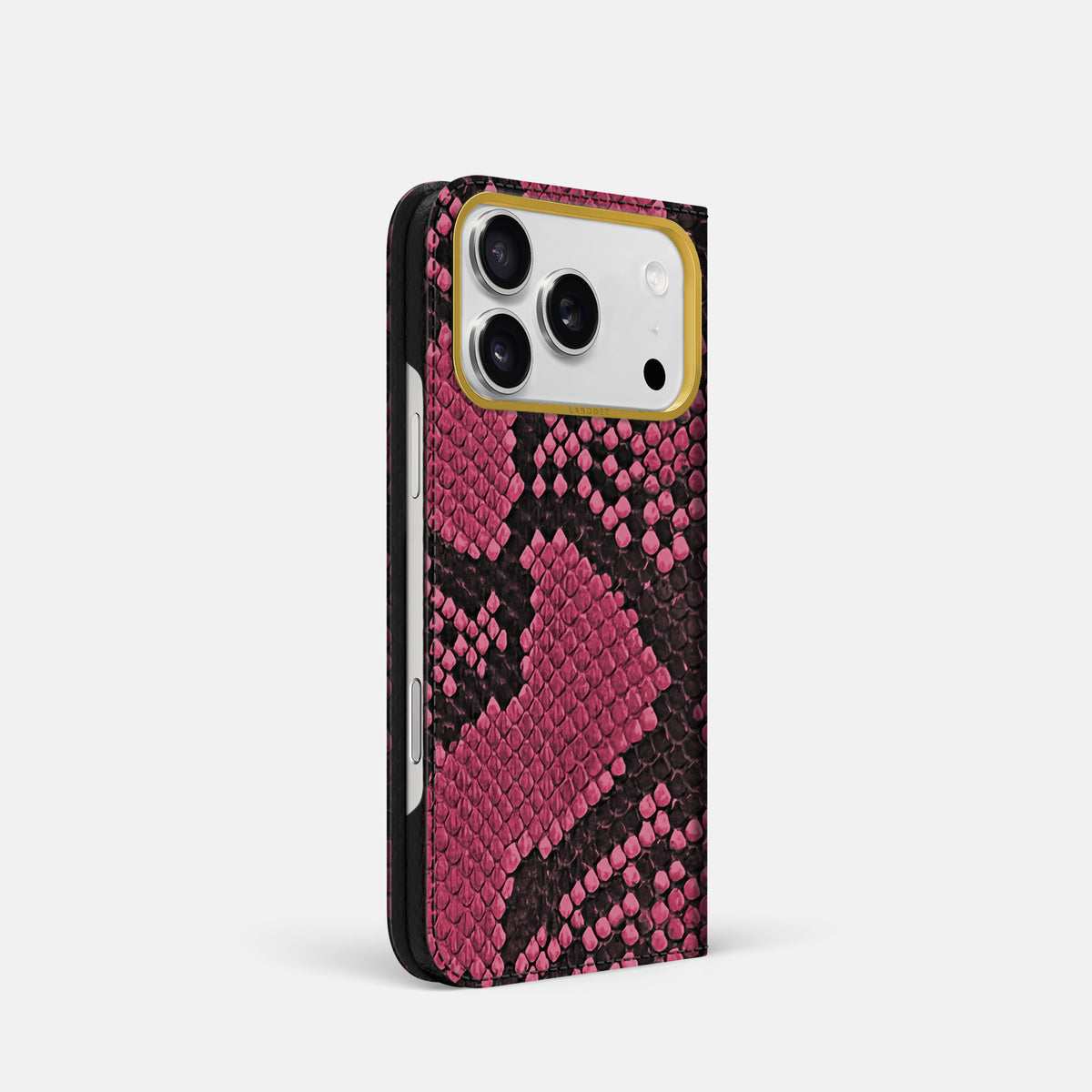 Folio Case For iPhone 18 Pro In Deluxe Python -1 | Burgundy-Gold