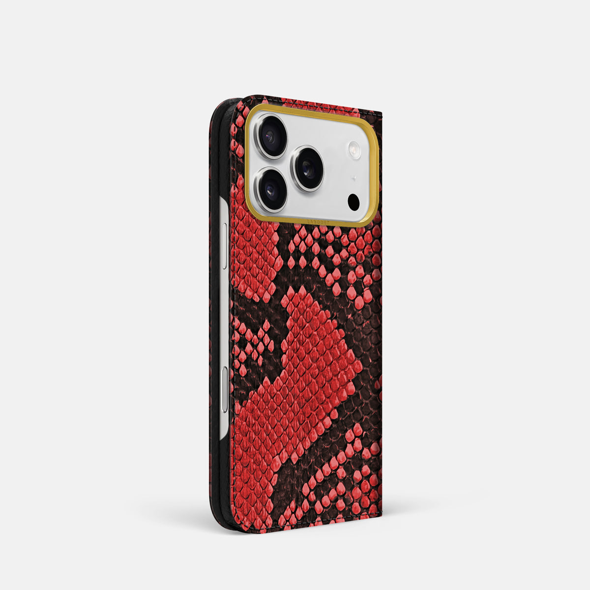 Folio Case For iPhone 18 Pro In Deluxe Python -1 | Red-Gold