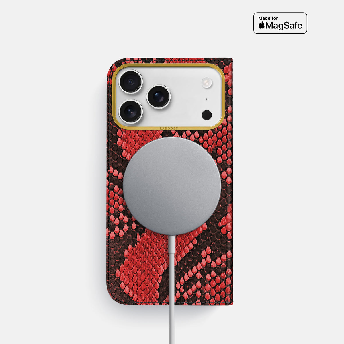 Folio Case For iPhone 18 Pro In Deluxe Python -3 | Red-Gold