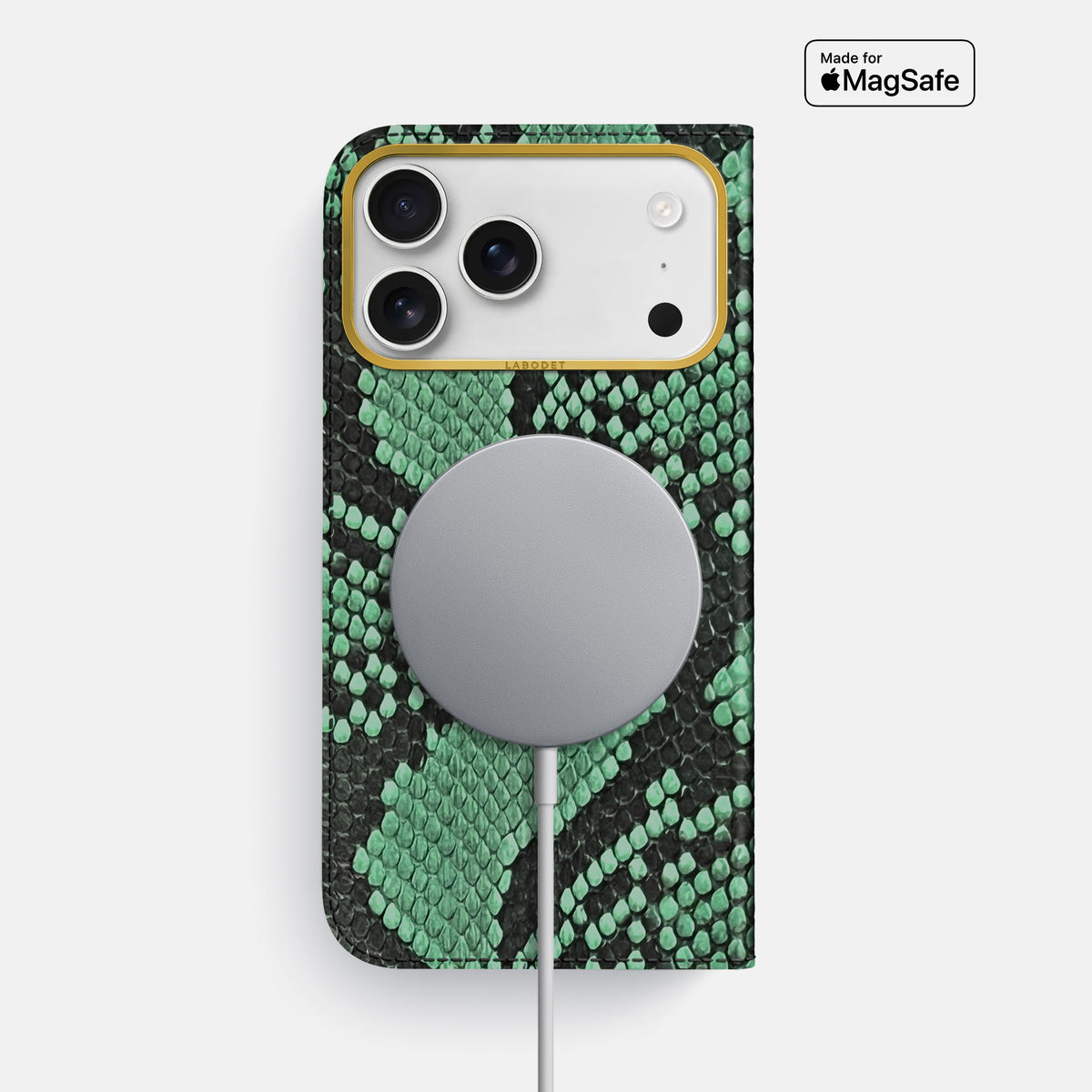 Folio Case For iPhone 18 Pro Max In Deluxe Python -3 | Forest-Green-Gold