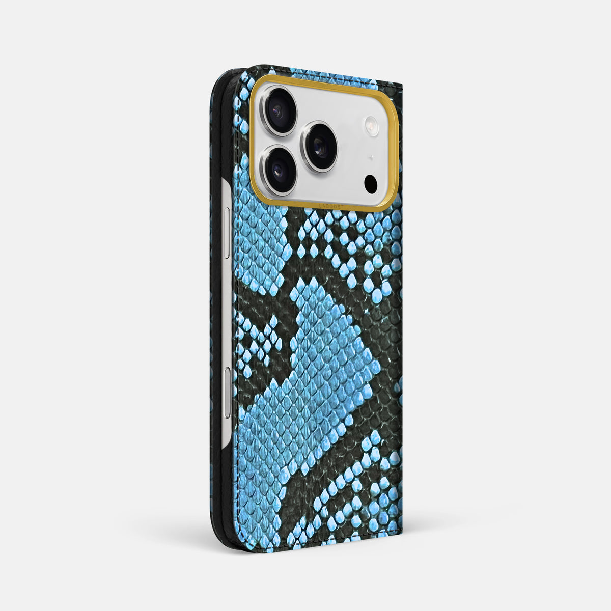 Folio Case For iPhone 18 Pro Max In Deluxe Python -1 | Pacific-Blue-Gold