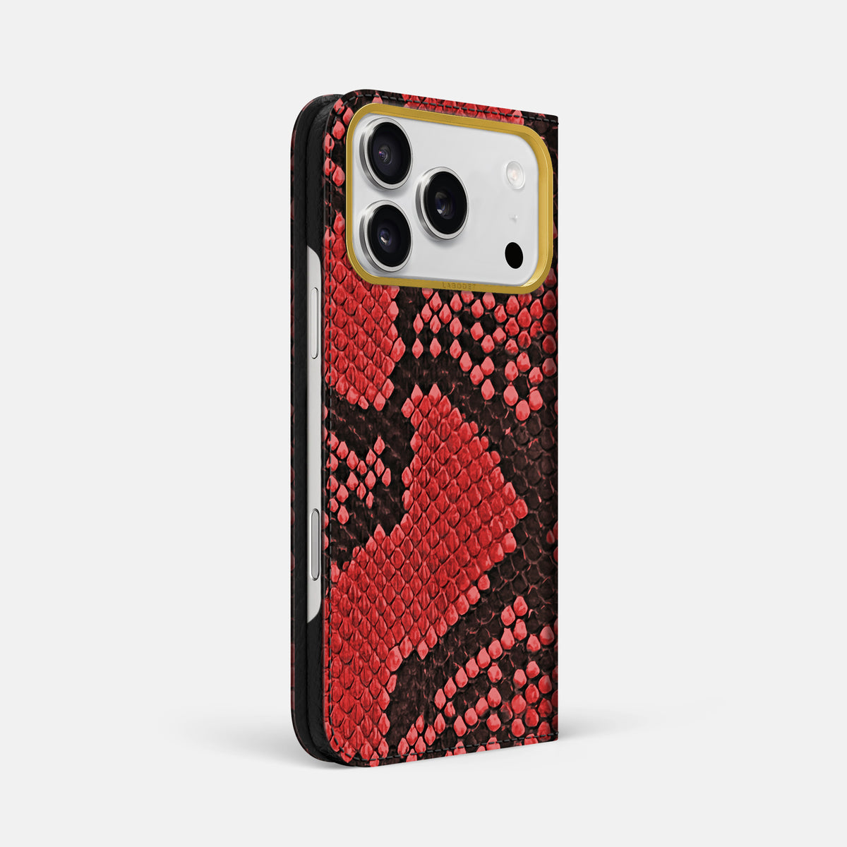 Folio Case For iPhone 18 Pro Max In Deluxe Python -1 | Red-Gold