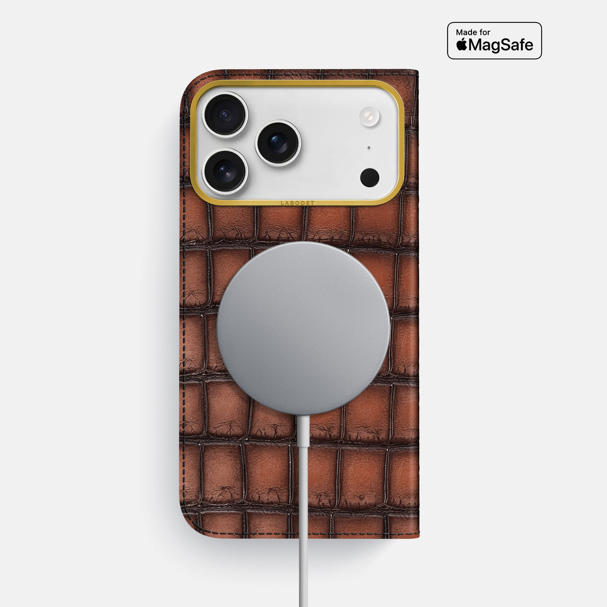 Folio Case For iPhone 18 Pro Max In Patina Alligator -3 | Baobab-Gold
