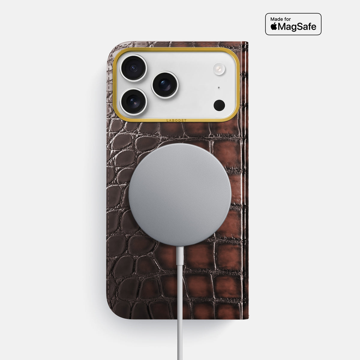 Folio Case For iPhone 18 Pro Max In Patina Alligator -3 | Havana-Brown-Gold