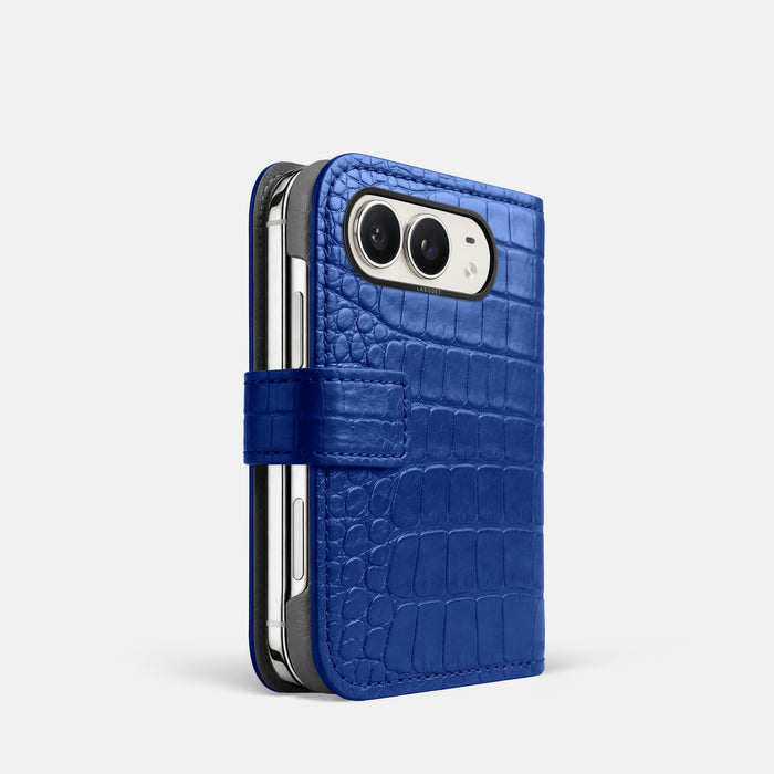 Folio Case For iPhone Duo In Alligator -1 | Royal-Blue-Black