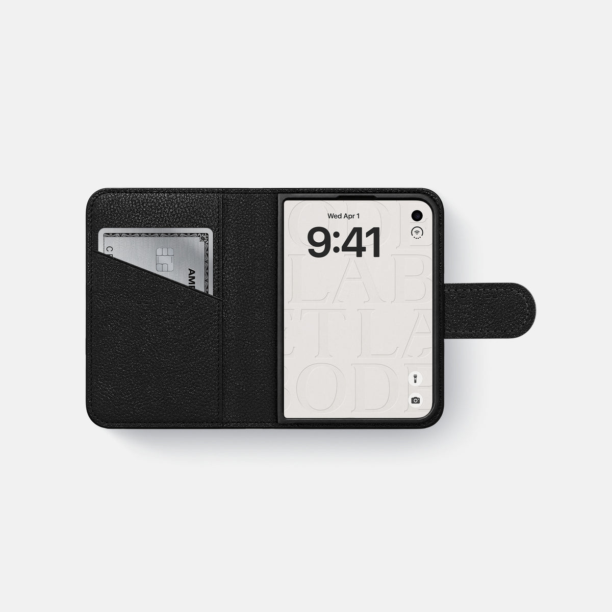 Folio Case For iPhone Duo In Calf -4 | Black-Black