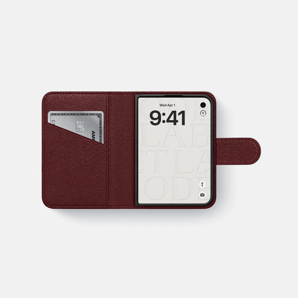 Folio Case For iPhone Duo In Calf -4 | Bordeaux-Steel