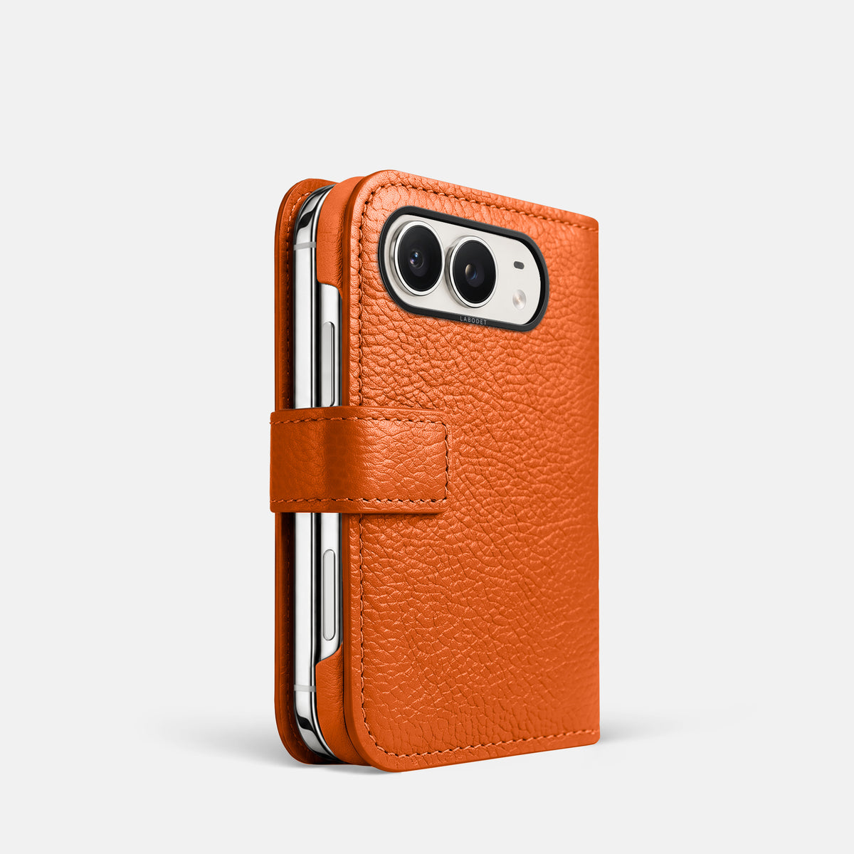 Folio Case For iPhone Duo In Calf -1 | Orange-Black
