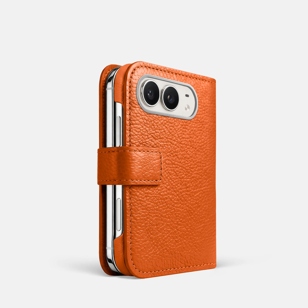 Folio Case For iPhone Duo In Calf -1 | Orange-Steel