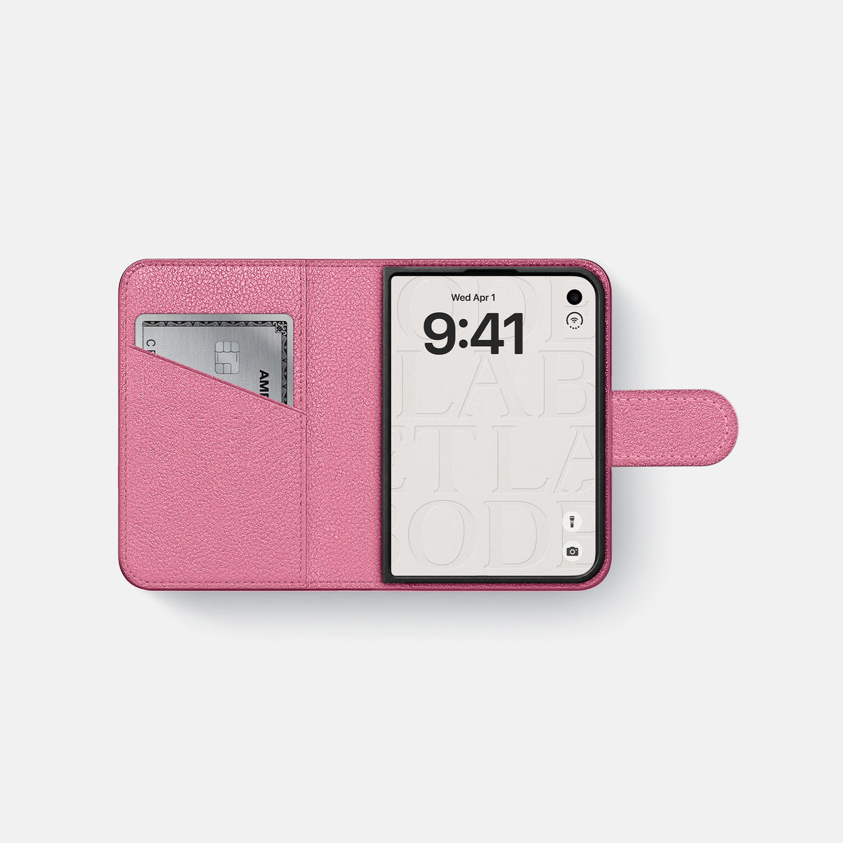 Folio Case For iPhone Duo In Calf -4 | Pink-Black