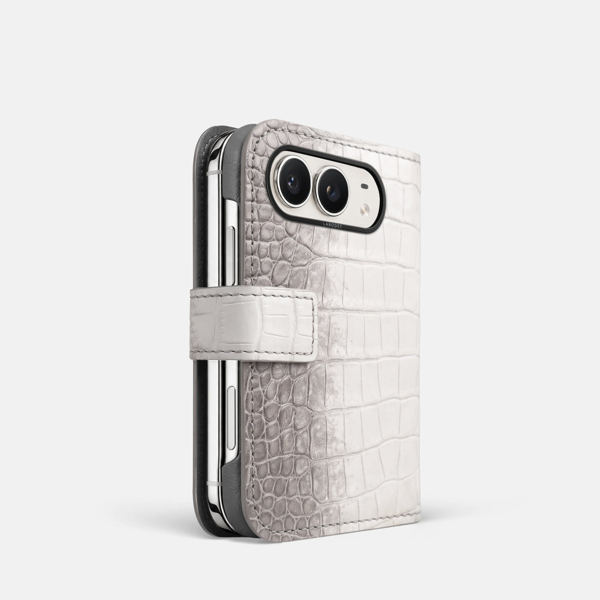 Folio Case For iPhone Duo In Himalayan Crocodile -1 | Grey-Black