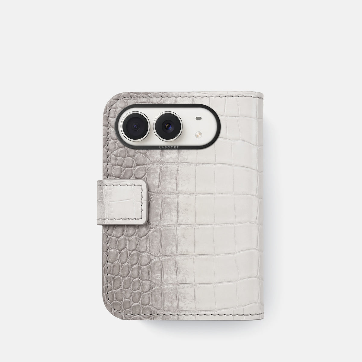 Folio Case For iPhone Duo In Himalayan Crocodile -3 | Grey-Black