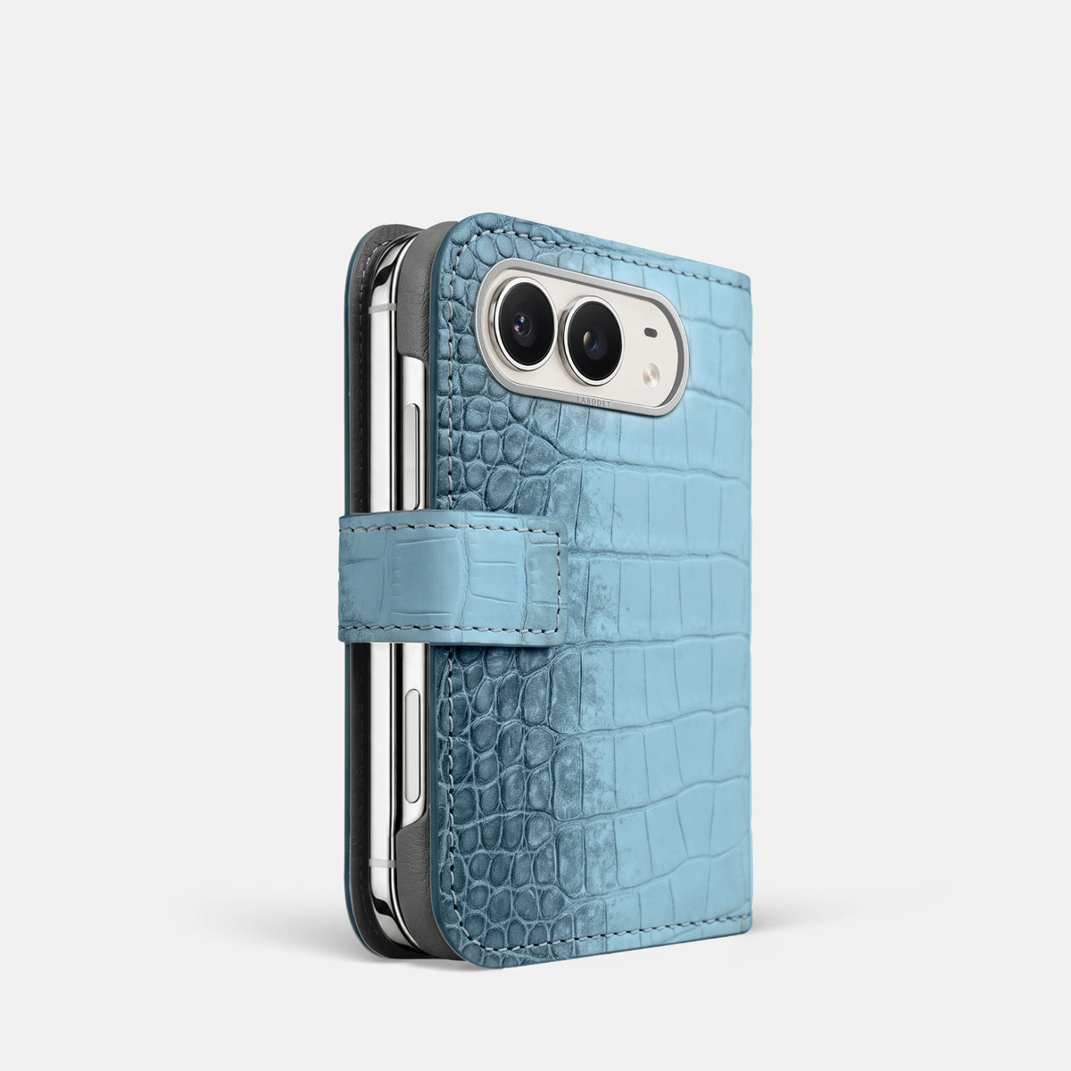 Folio Case For iPhone Duo In Himalayan Crocodile -1 | Ice-Blue-Steel