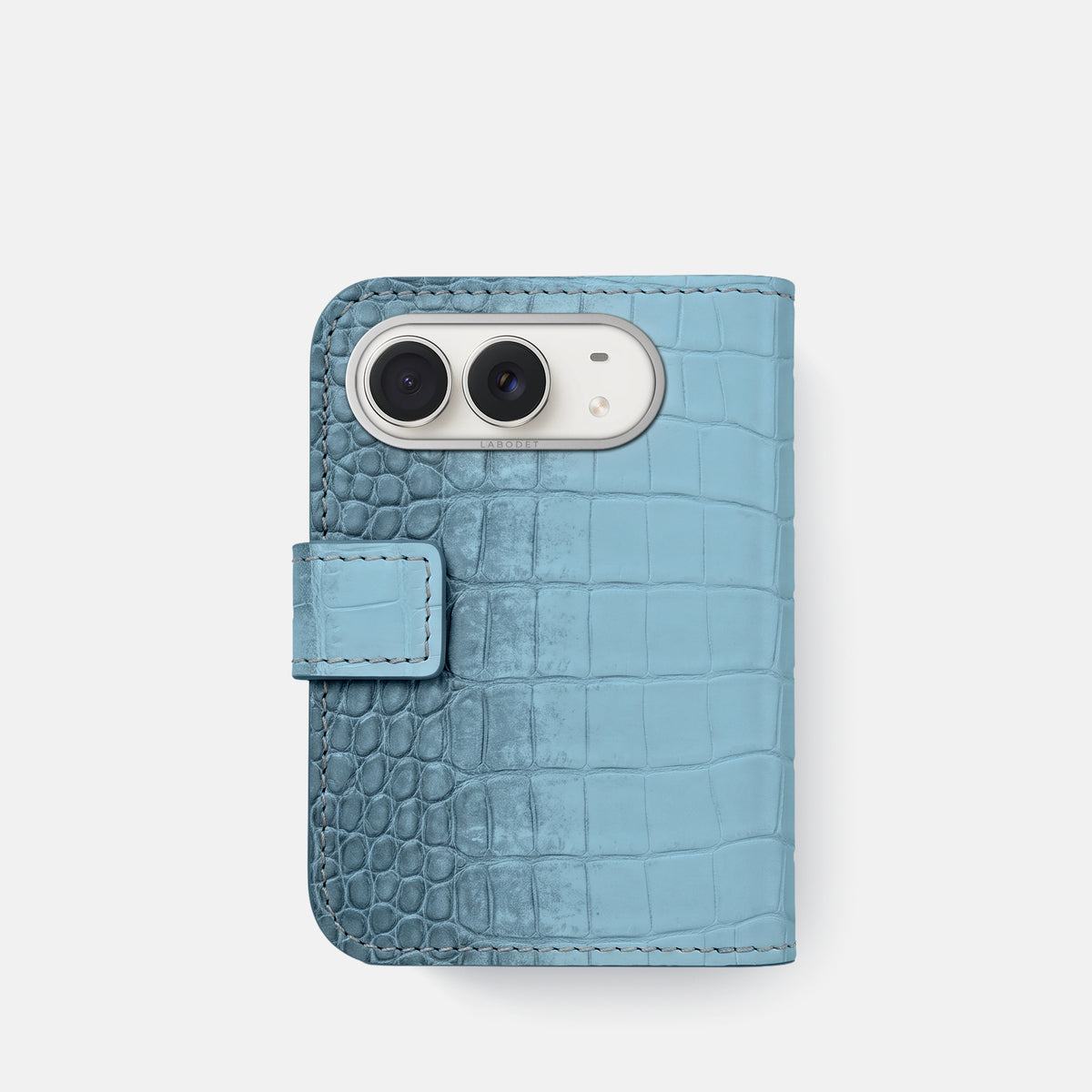 Folio Case For iPhone Duo In Himalayan Crocodile -3 | Ice-Blue-Steel