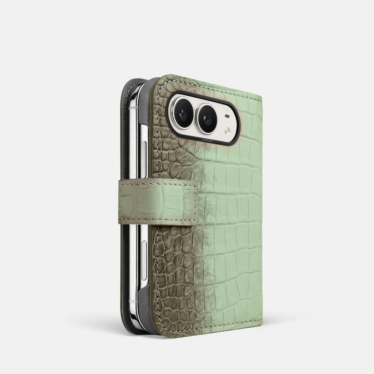 Folio Case For iPhone Duo In Himalayan Crocodile -1 | Pistachio-Black