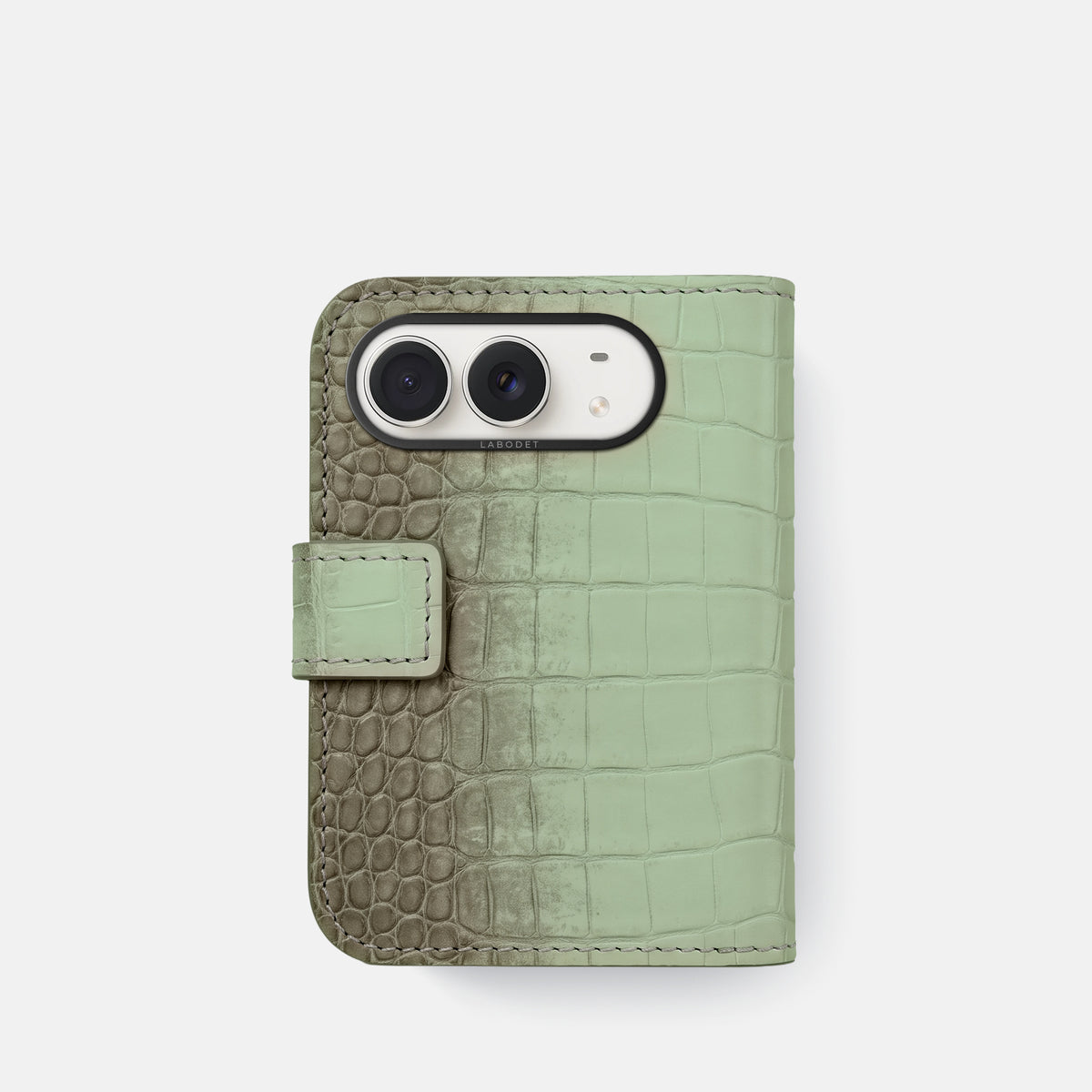 Folio Case For iPhone Duo In Himalayan Crocodile -3 | Pistachio-Black