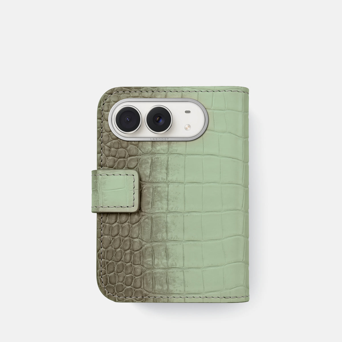 Folio Case For iPhone Duo In Himalayan Crocodile -3 | Pistachio-Steel