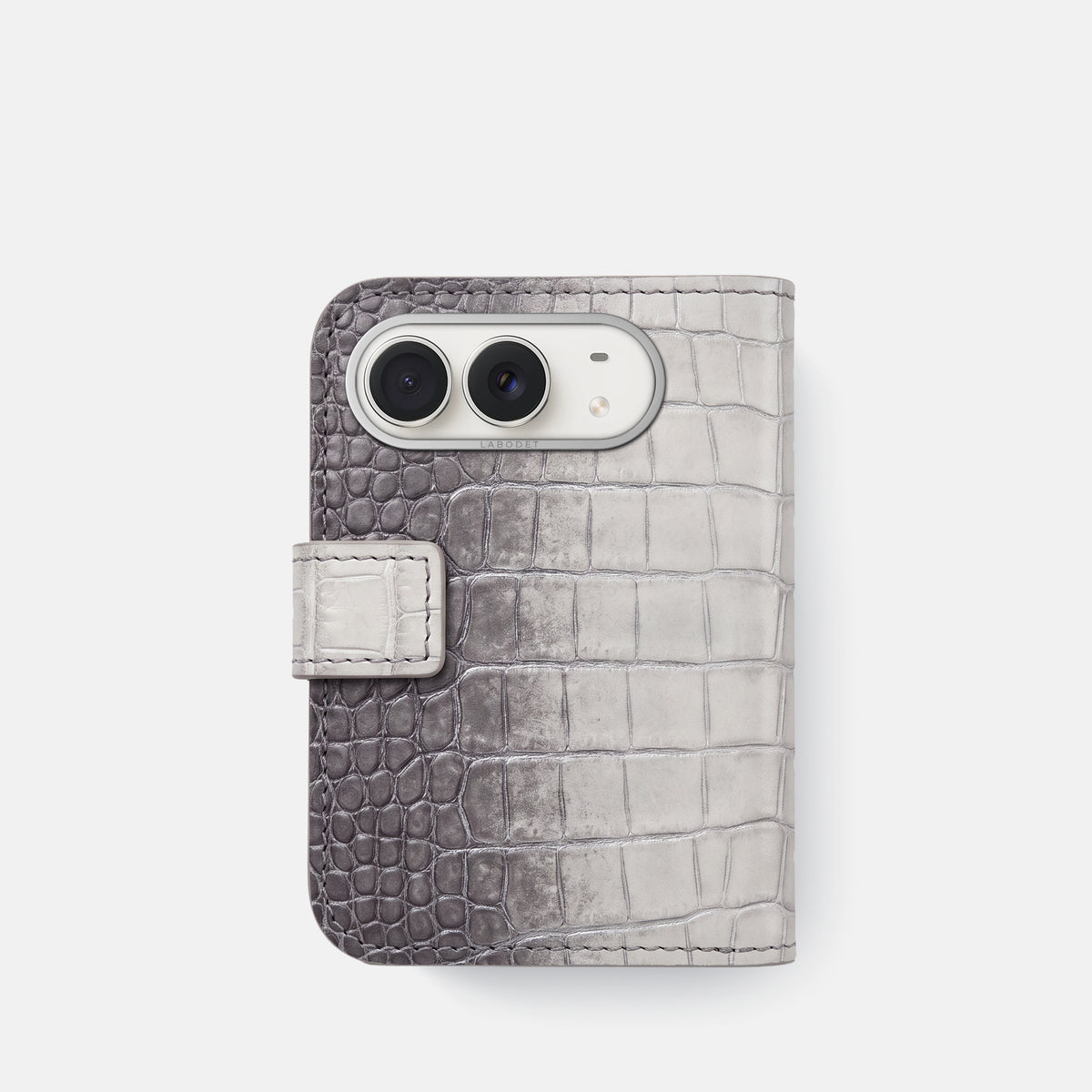 Folio Case For iPhone Duo In Himalayan Crocodile -3 | Silver-Steel