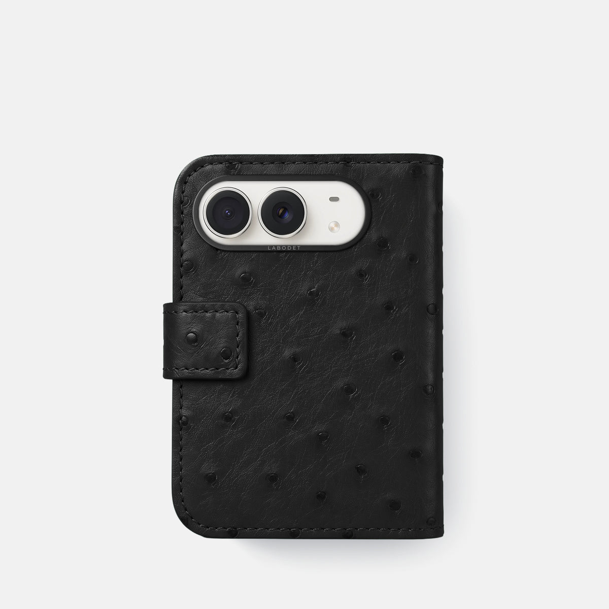 Folio Case For iPhone Duo In Ostrich -3 | Black-Black
