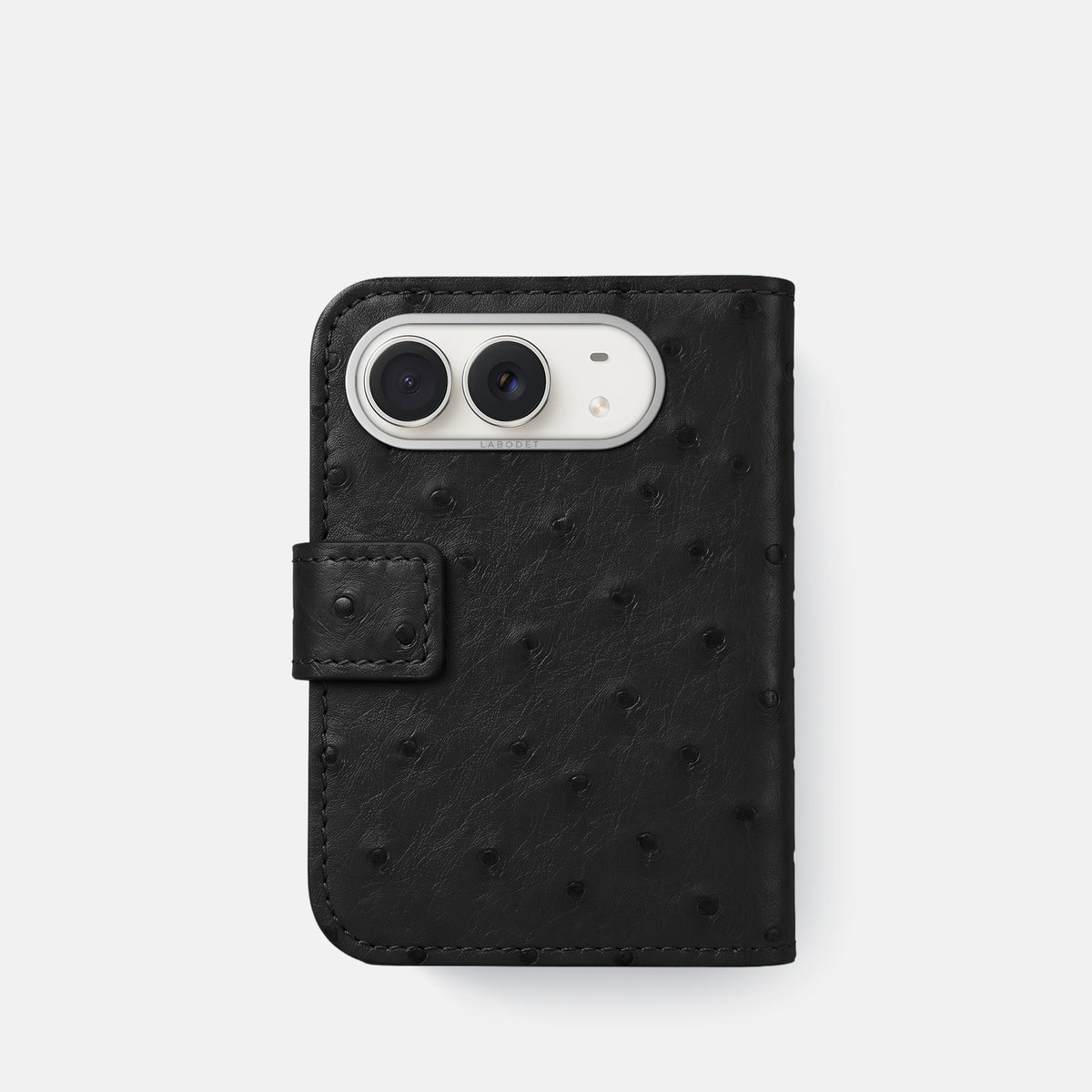 Folio Case For iPhone Duo In Ostrich -3 | Black-Steel