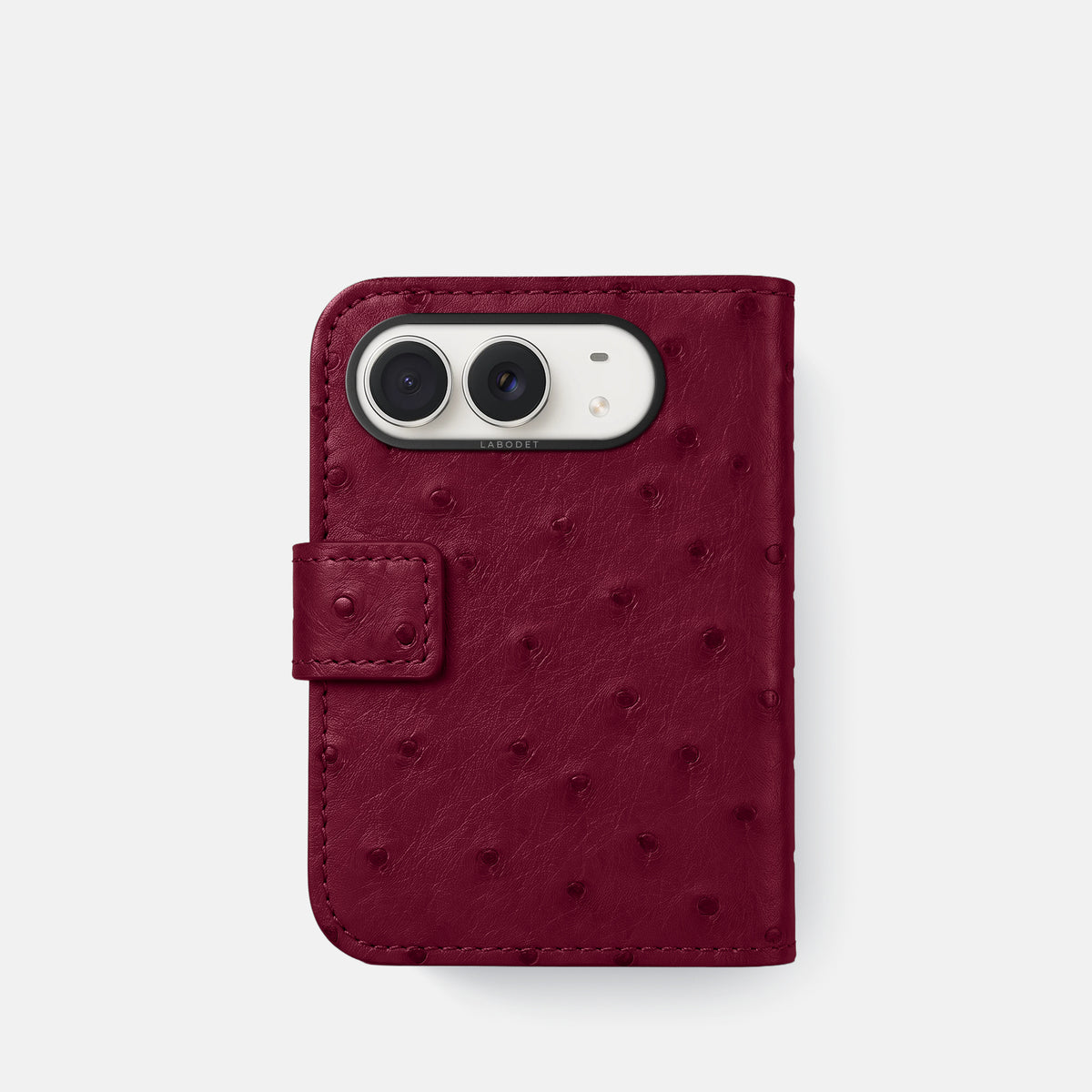 Folio Case For iPhone Duo In Ostrich -3 | Bordeaux-Black