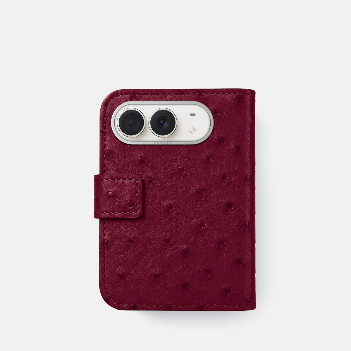 Folio Case For iPhone Duo In Ostrich -3 | Bordeaux-Steel