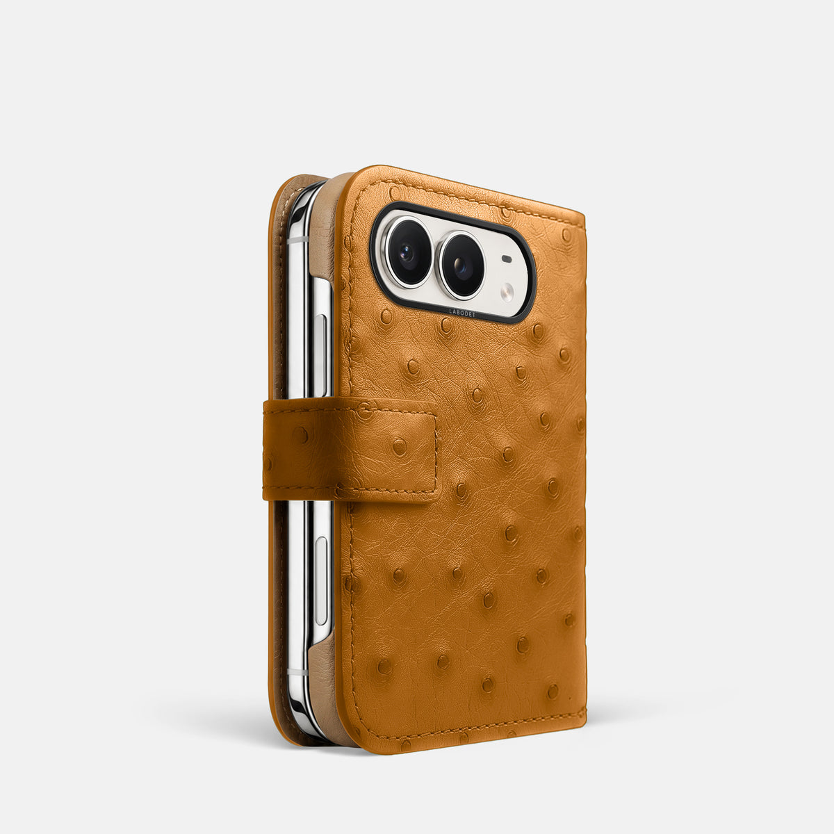 Folio Case For iPhone Duo In Ostrich -1 | Chestnut-Black