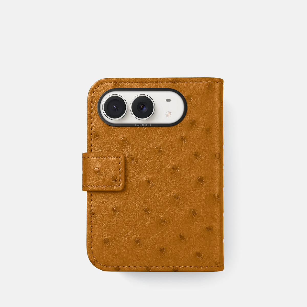 Folio Case For iPhone Duo In Ostrich -3 | Chestnut-Black