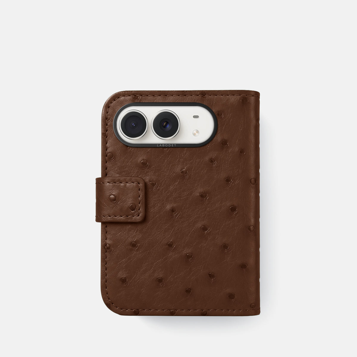 Folio Case For iPhone Duo In Ostrich -3 | Chocolate-Black