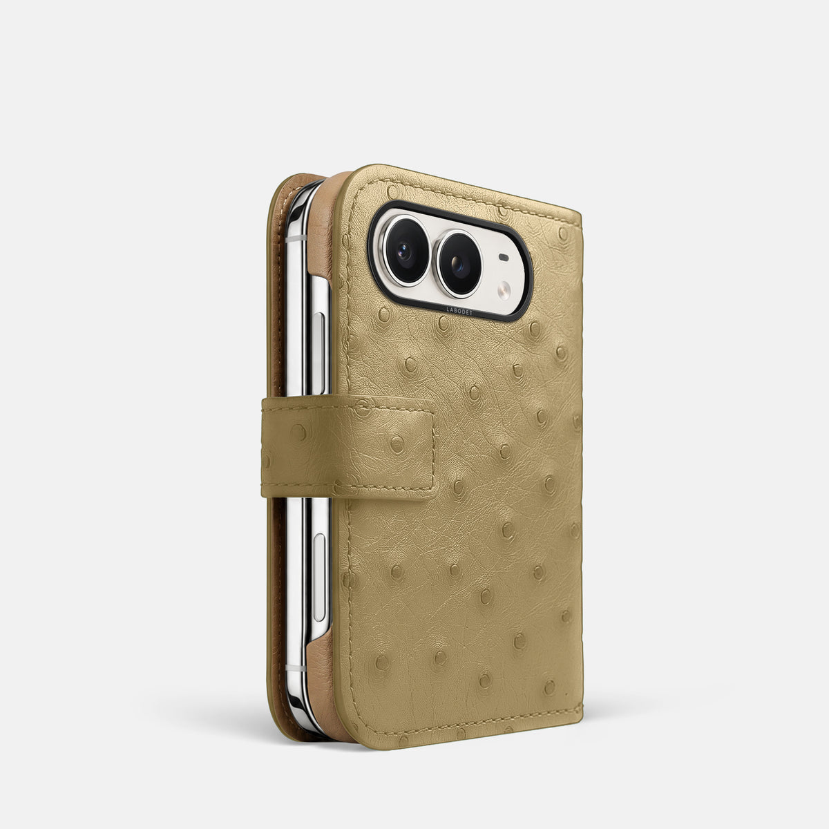 Folio Case For iPhone Duo In Ostrich -1 | Desert-Sand-Black